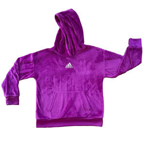 Adidas Girls Faux Fur Hoodie Sweatshirt - Purple - Size Large (14)